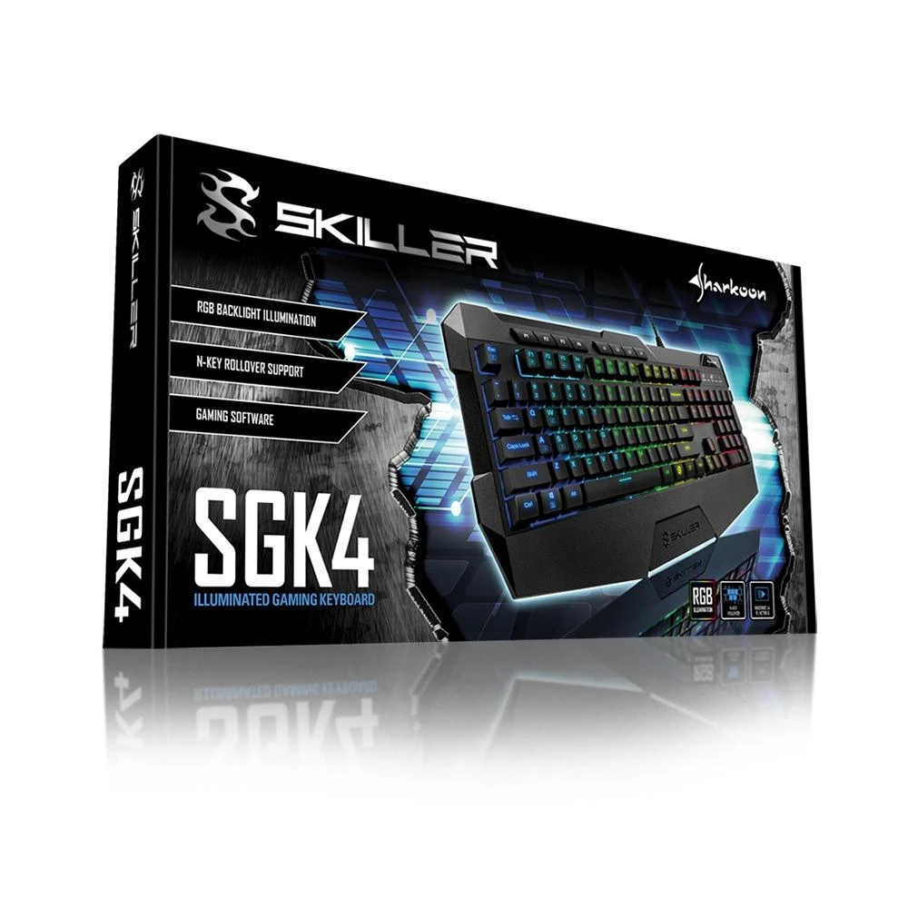 Sharkoon Skiller SGK4 Klaviatūra žaidimams QWERTZ su laidu rubberdome juodas