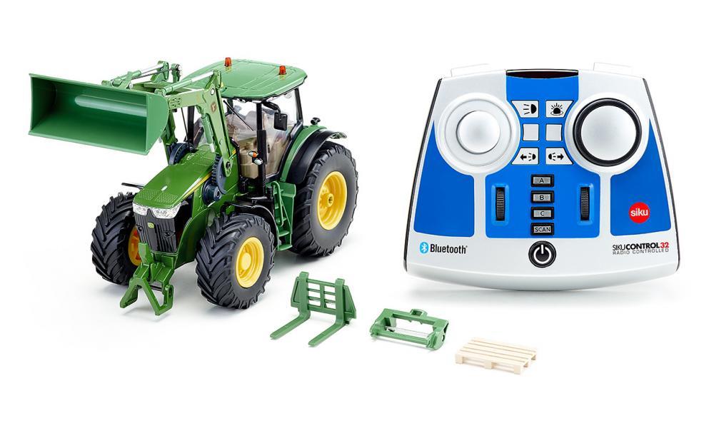 Siku Control32 John Deere 7310R with front loader and Bluetooth app control, RC (žalias)