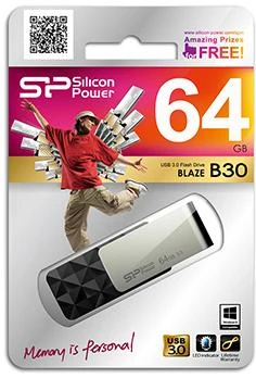 Silicon Power | Blaze B30 | 64 GB | USB A tipo | Juodas