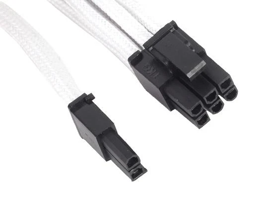 SilverStone 8-Pin-PCIe to 6+2-Pin-PCIe Extension – 250mm baltos spalvos