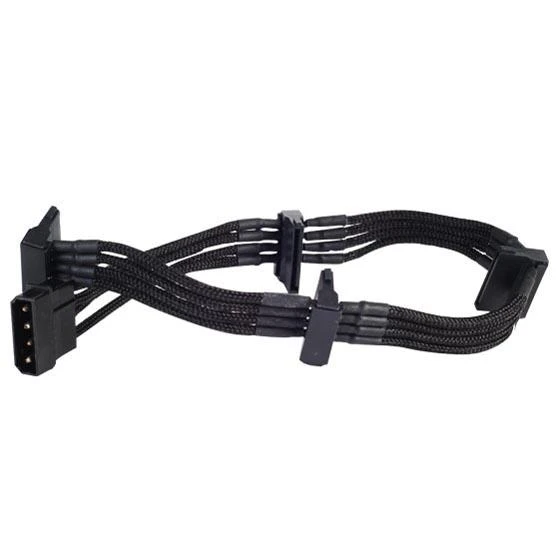SilverStone 4 kontaktų „Molex“ ir 4 SATA jungčių prailginimo kabelis, 300 mm, juodas