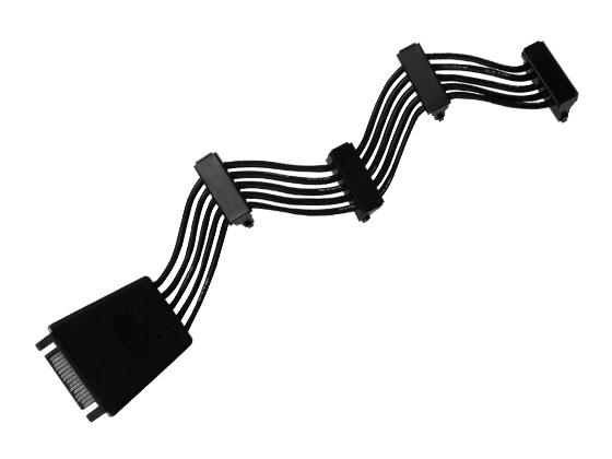 SilverStone SATA 15-pin - SATA 15-pin x4, 0.19m, Juodas (SSTCP06E4SATAIIAnschlusskabel)