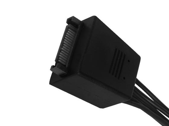 SilverStone SATA 15-pin - SATA 15-pin x4, 0.19m, Juodas (SSTCP06E4SATAIIAnschlusskabel)