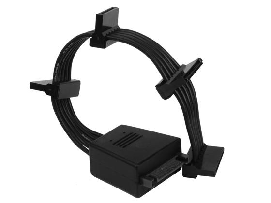 SilverStone SATA 15-pin - SATA 15-pin x4, 0.19m, Juodas (SSTCP06E4SATAIIAnschlusskabel)