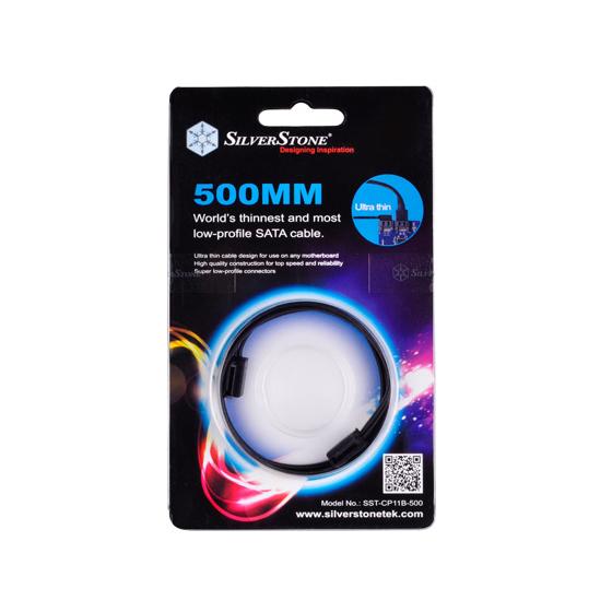„SilverStone SST-CP11B“ itin žemo profilio SATA kabelis – 50 cm, juodas