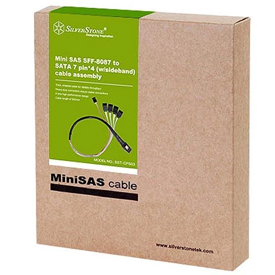 „SilverStone SST-CPS03 Mini-SAS“ į SATA kabelis, 50 cm