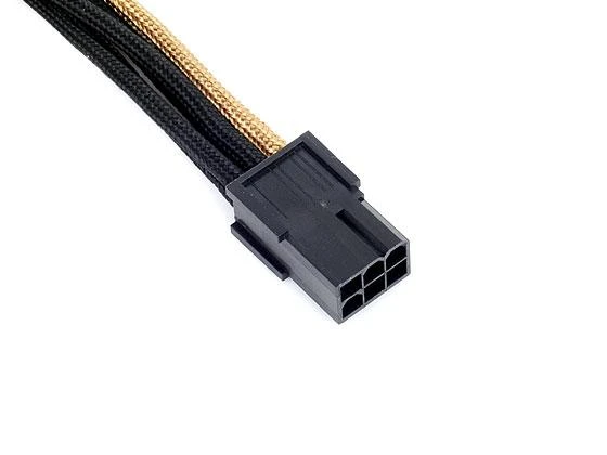 SilverStone 6-Pin-PCIe to 6-Pin-PCIe Cable 250mm - juodos spalvos/aukso spalvos