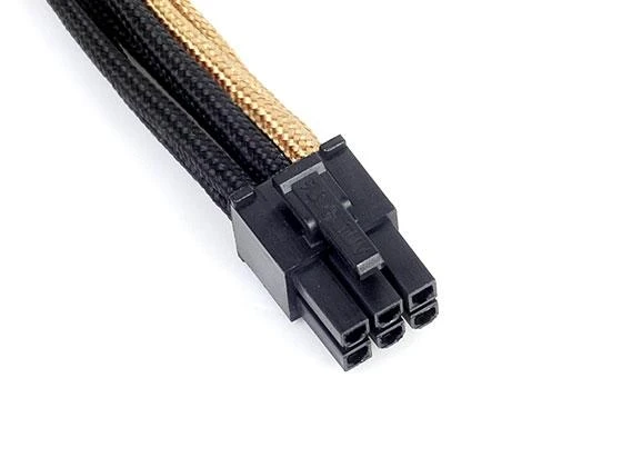 SilverStone 6-Pin-PCIe to 6-Pin-PCIe Cable 250mm - juodos spalvos/aukso spalvos