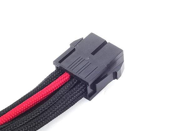 SilverStone PCIe-8-Pin to PCIe-6+2-Pin Cable, 250mm - juodos spalvos/raudonos spalvos