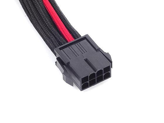 SilverStone PCIe-8-Pin to PCIe-6+2-Pin Cable, 250mm - juodos spalvos/raudonos spalvos