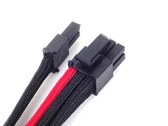 SilverStone PCIe-8-Pin to PCIe-6+2-Pin Cable, 250mm - juodos spalvos/raudonos spalvos