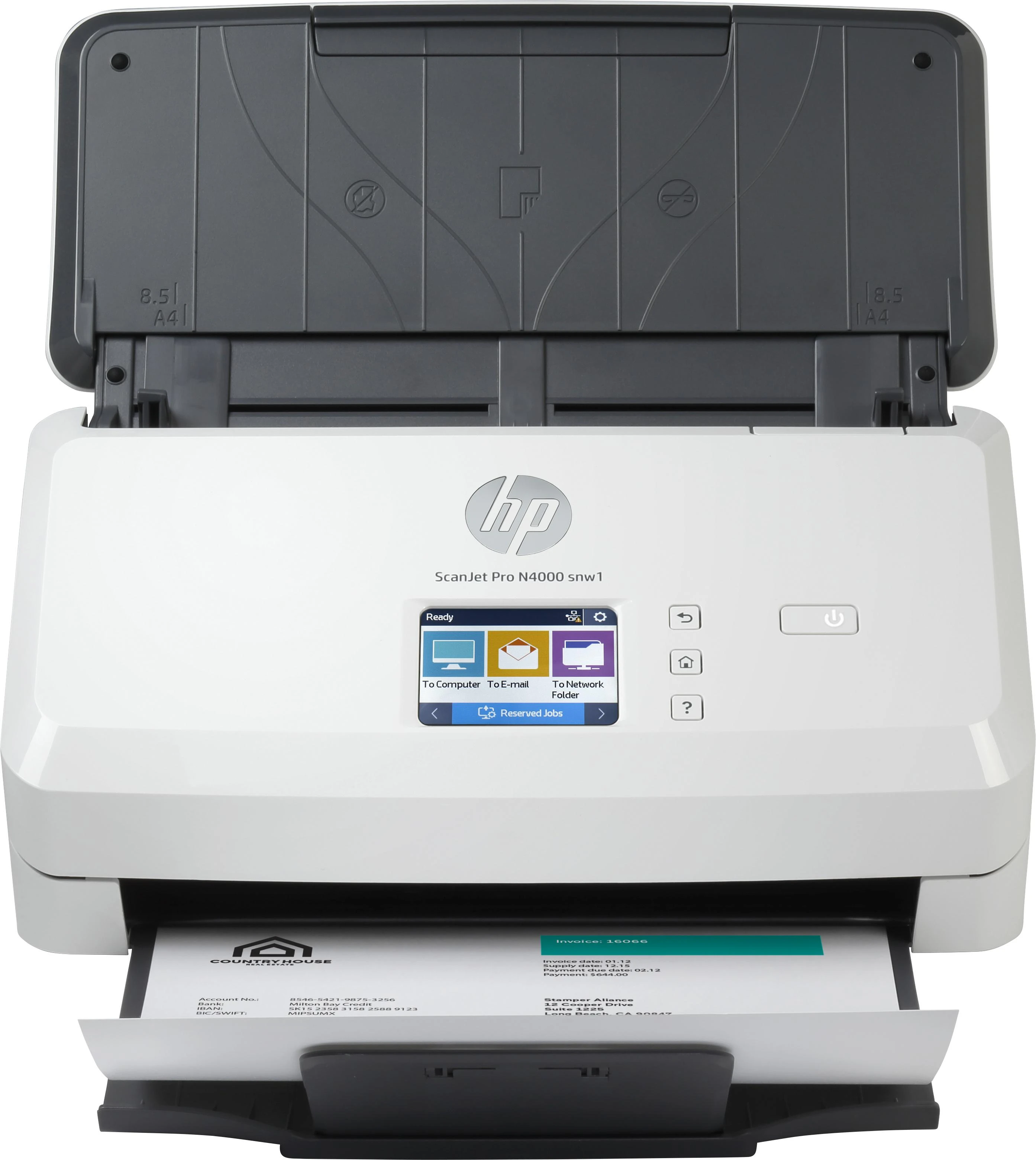 Skeneris Hewlett Packard (HP) HP ScanJet Pro N4000 snw1 skaitytuvas – A4 spalvotas 600 dpi, lapų tiekimo nuskaitymas, automatinis dokumentų tiektuvas, automatinis dvipusis, OCR / nuskaitymas į tekstą, 40 ppm, 4000 puslapių per dieną
