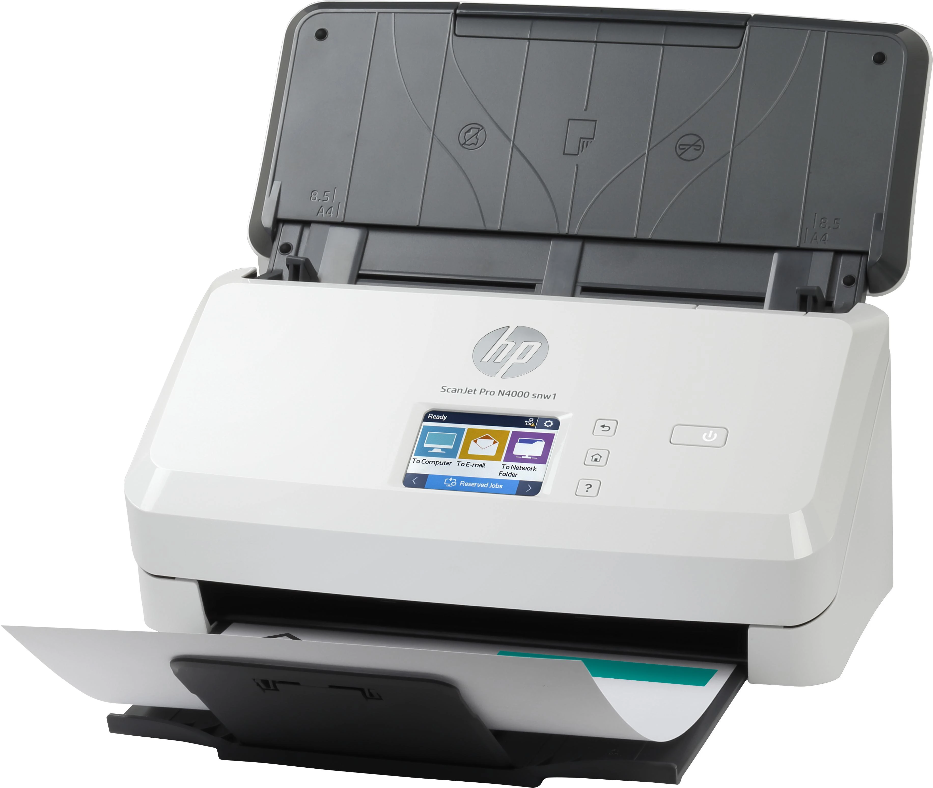 Skeneris Hewlett Packard (HP) HP ScanJet Pro N4000 snw1 skaitytuvas – A4 spalvotas 600 dpi, lapų tiekimo nuskaitymas, automatinis dokumentų tiektuvas, automatinis dvipusis, OCR / nuskaitymas į tekstą, 40 ppm, 4000 puslapių per dieną