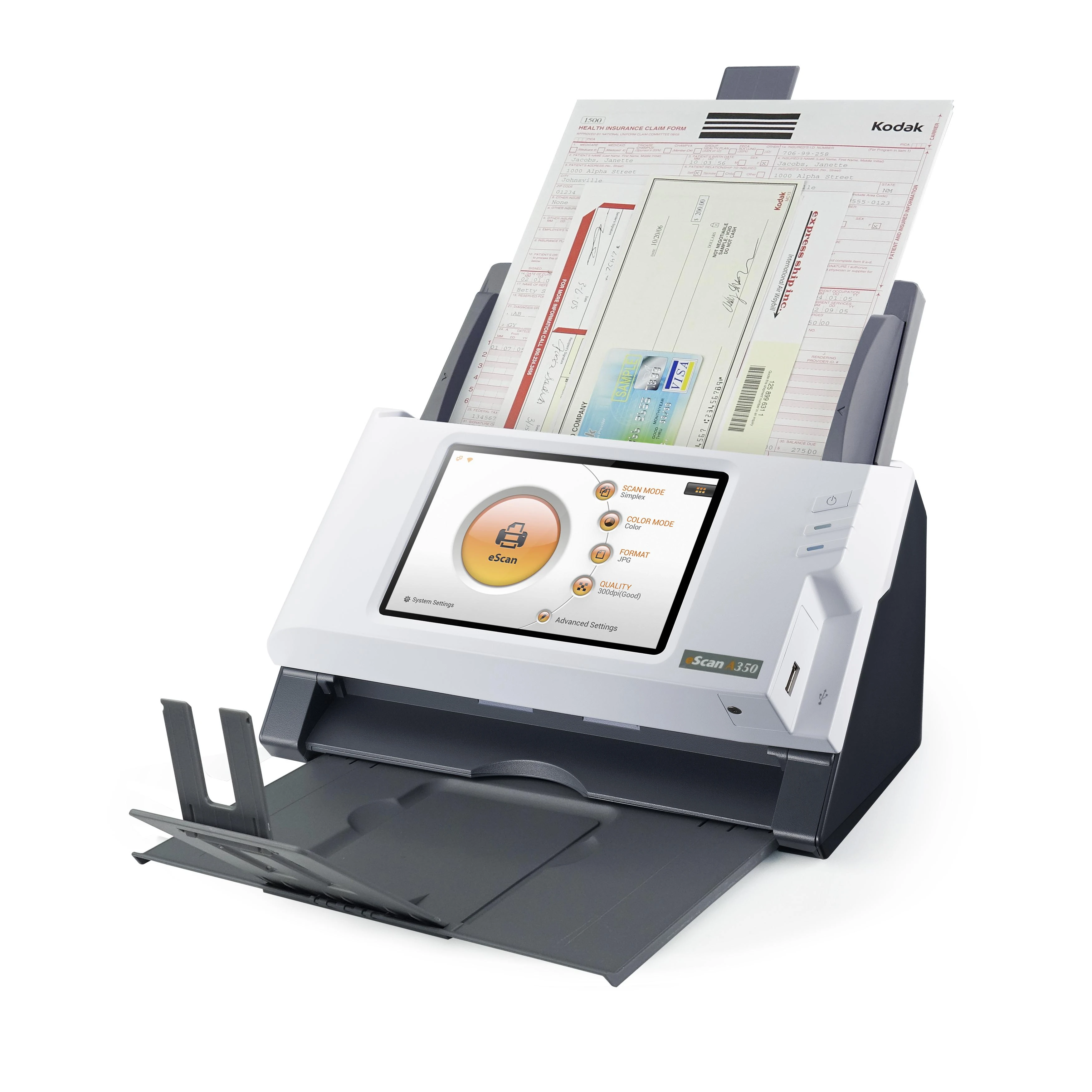 Skeneris Plustek ESCAN A350 ESSENTIAL/A4 DUPLEX ADF NETWORK SCANNER