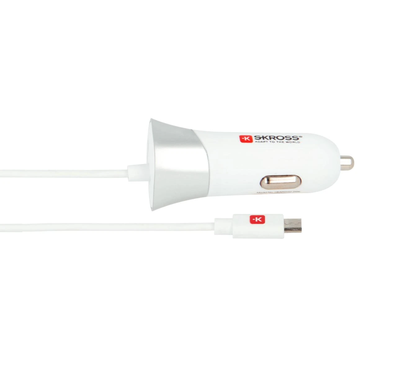 Įkroviklis Skross AUTOMOB. ĮKROVIKLIS ZAPALNICZKA SKROSS 1X USB 1A 12V/24V BALTA + KABELIS MICRO USB