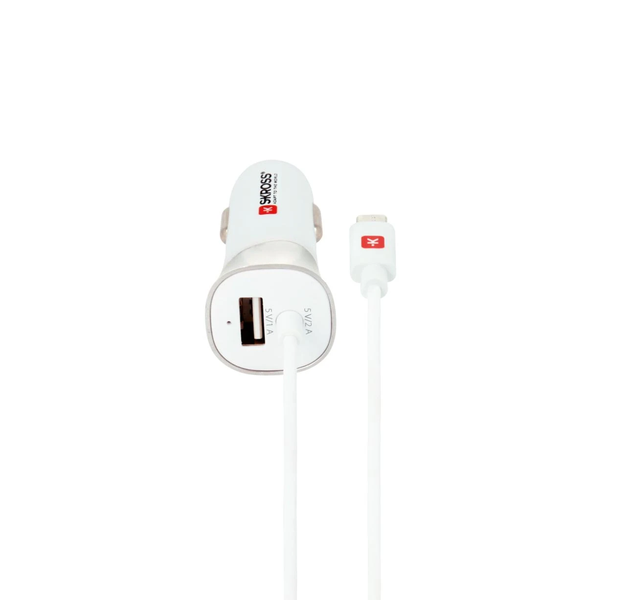 Įkroviklis Skross AUTOMOB. ĮKROVIKLIS ZAPALNICZKA SKROSS 1X USB 1A 12V/24V BALTA + KABELIS MICRO USB