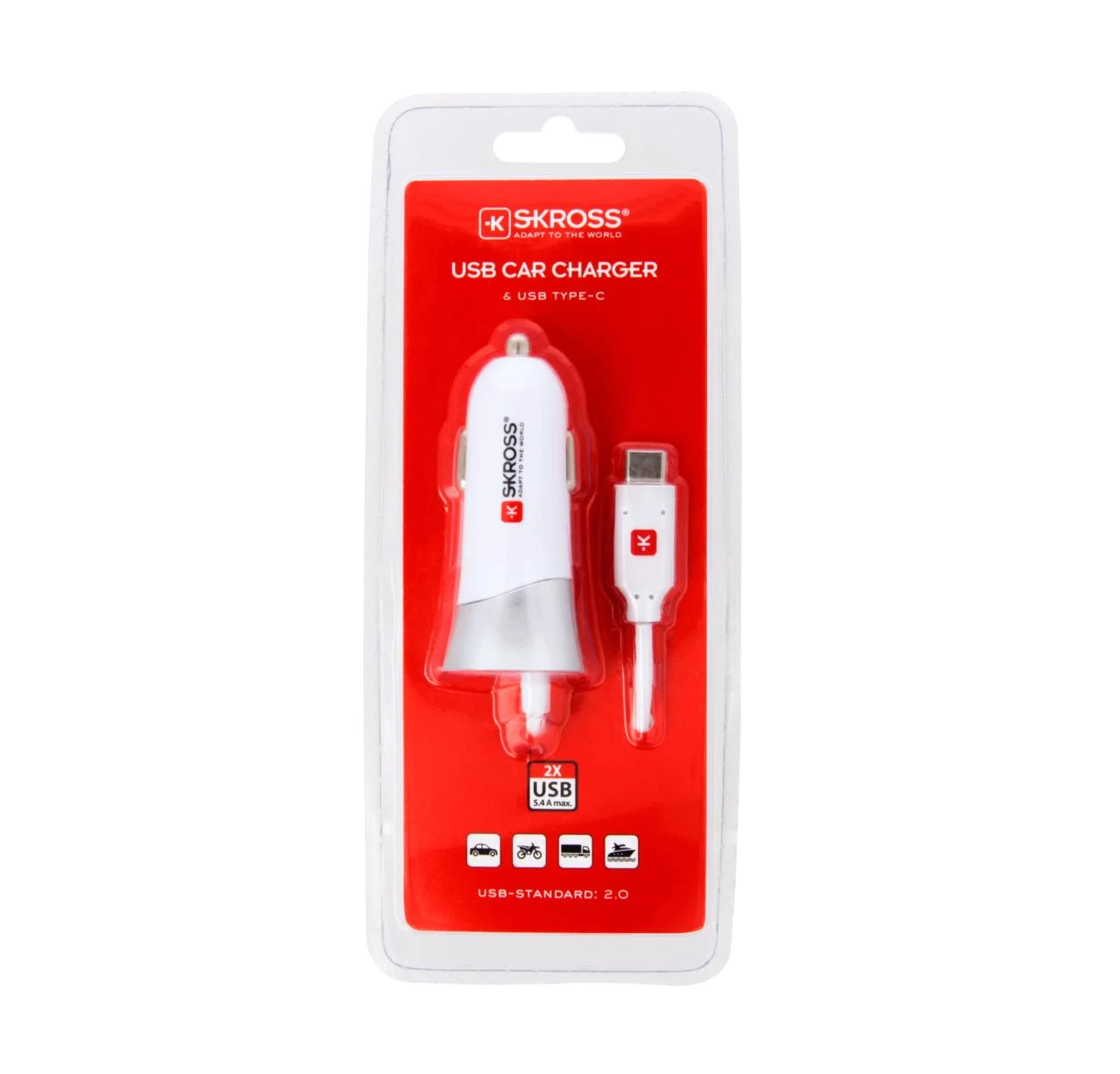SKROSS DC29C USB automobilinis įkroviklis ir C tipo įkrovimo automobilinis adapteris