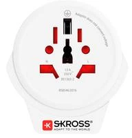 Adapteris Schuko kištukas - universalus lizdas 230V 16A su USB 5V 2.4A SKROSS