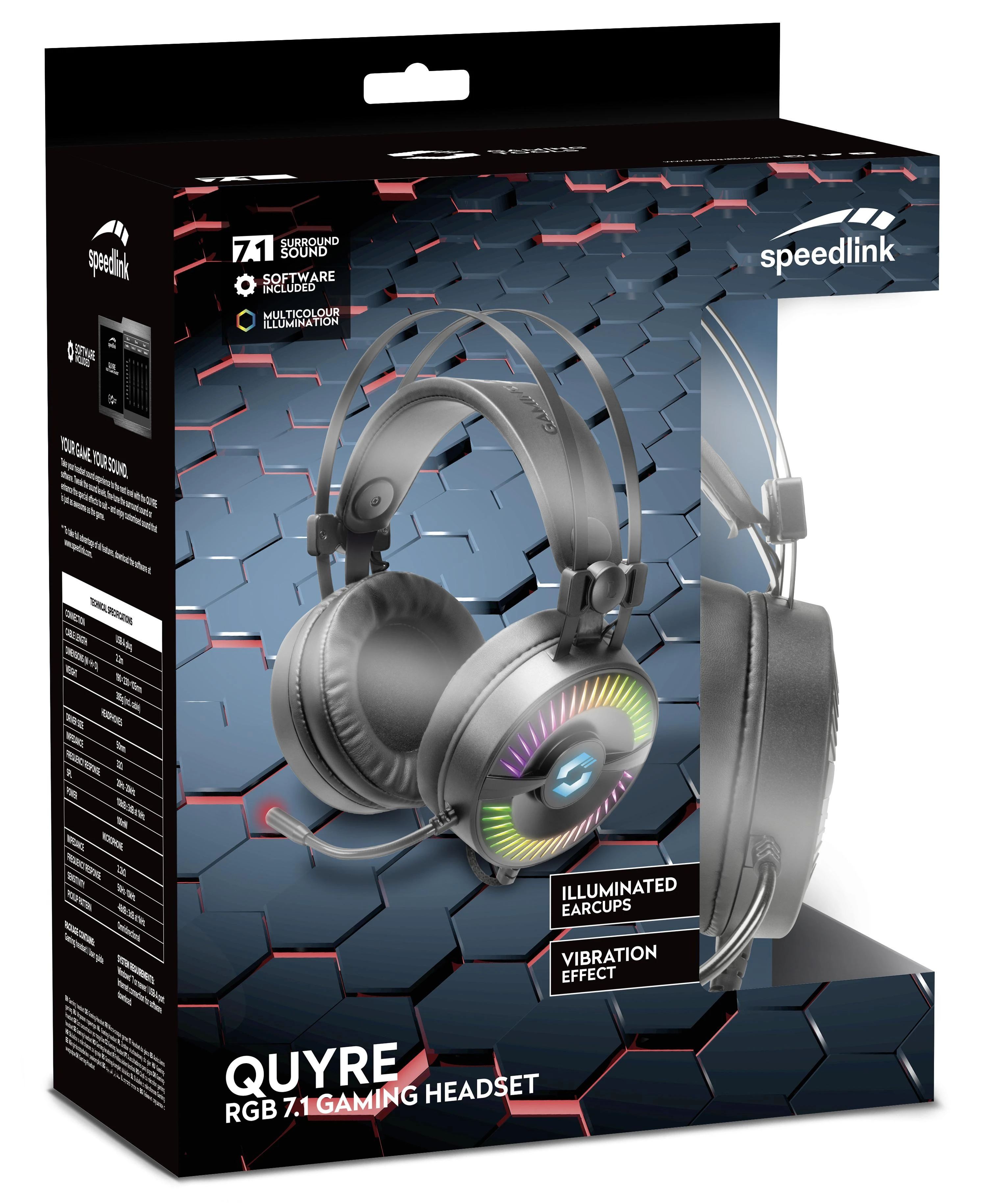 Quyre RGB ausinės pakuotėje