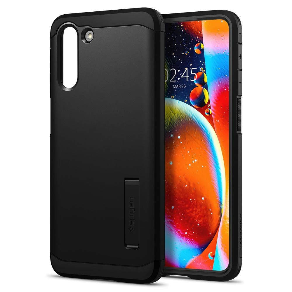 Dėklas „Spigen Tough Armor“, juodas – „Galaxy S21“