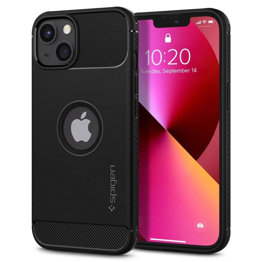 Dėklas Spigen Rugged Armor Apple iPhone 13 matinės juodos spalvos