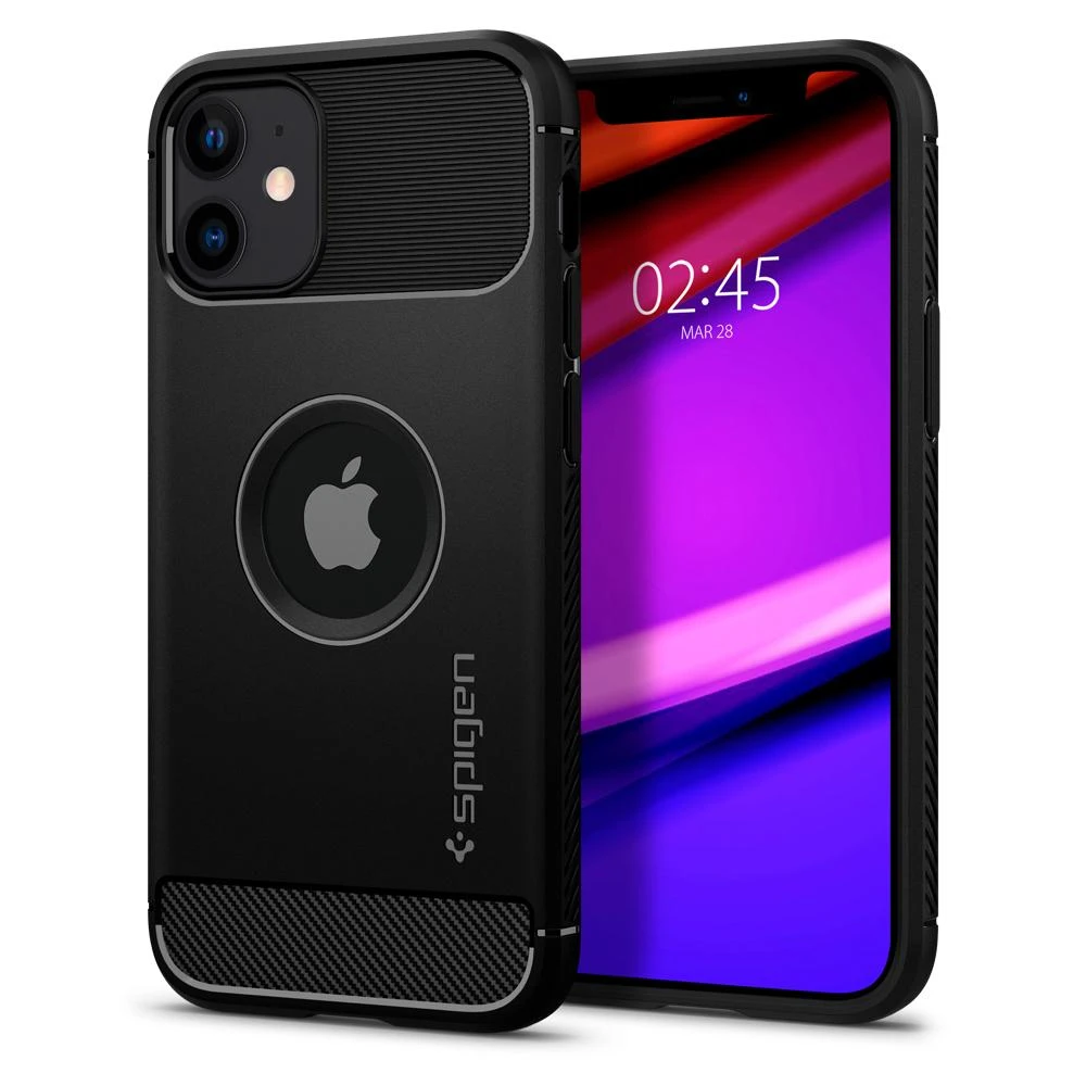 Spigen Rugged Armor – dėklas skirtas Apple iPhone 12 / Apple iPhone 12 Pro Case Juodas