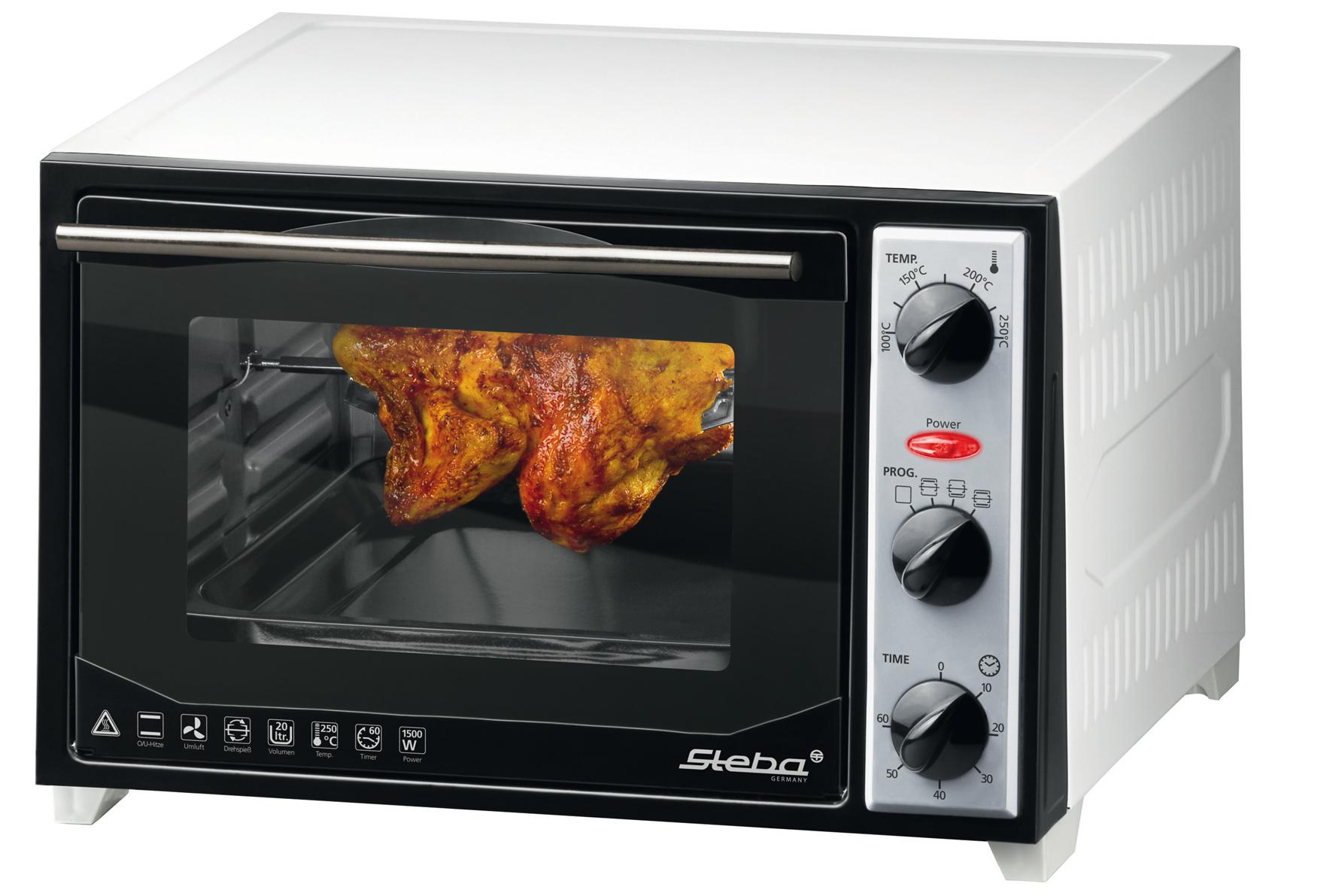 Mini orkaitė su konvekcija ir iešmu Steba KB 27 U.2 (Reguliavimo žiedas, 1500W, juodos ir sidabrinės spalvos)