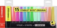 15 STABILO spalvų rinkinys Maped Highlighter Boss