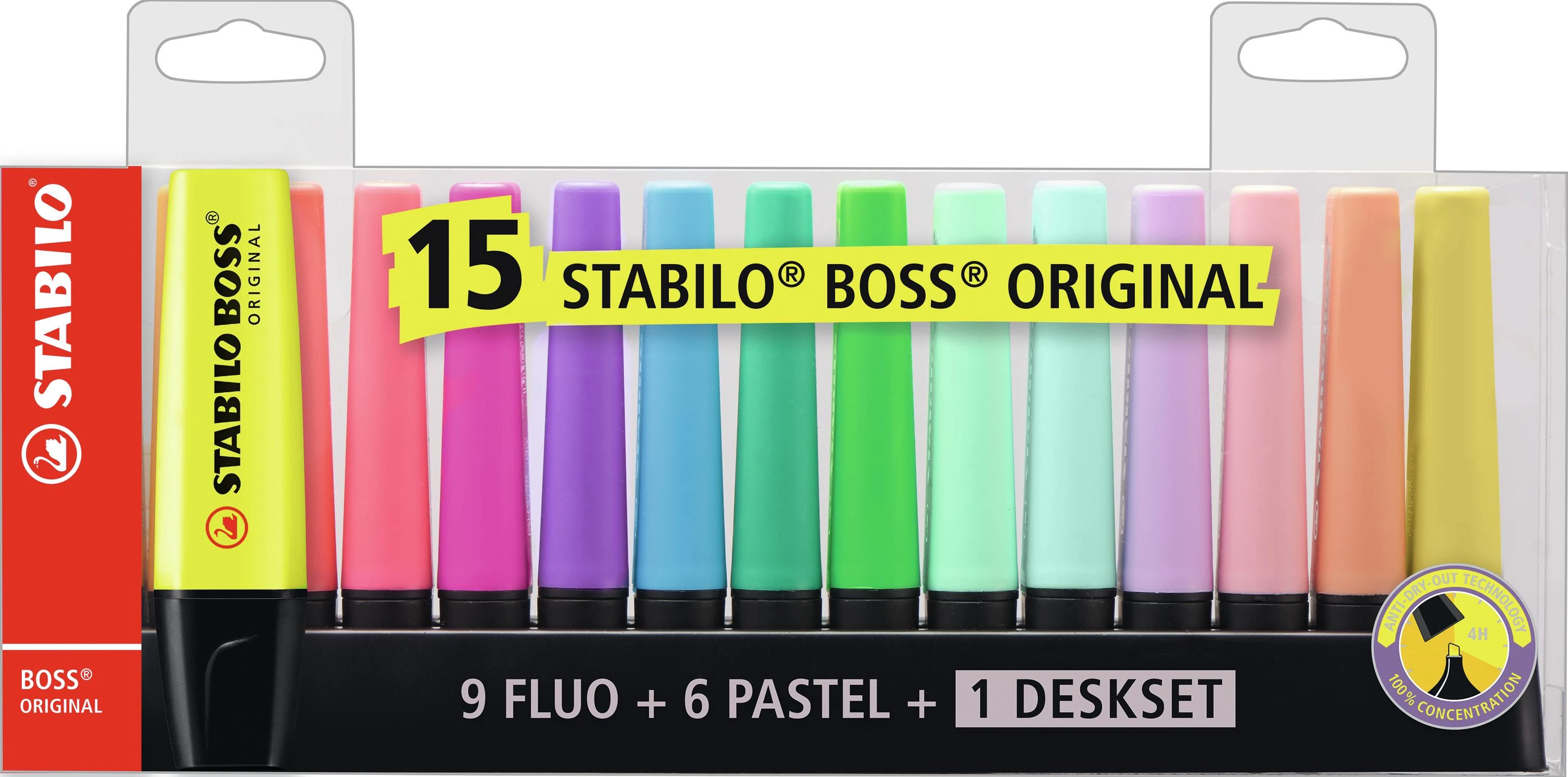 15 STABILO spalvų rinkinys Maped Highlighter Boss