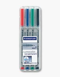 Staedtler LUMOCOLOR OHP sauso trynimo žymeklis, F, 4 spalvos dėkle (STA017)