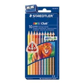Dideli tribriauniai spalvoti pieštukai STAEDTLER NORIS CLUB 128, 10 spalvų