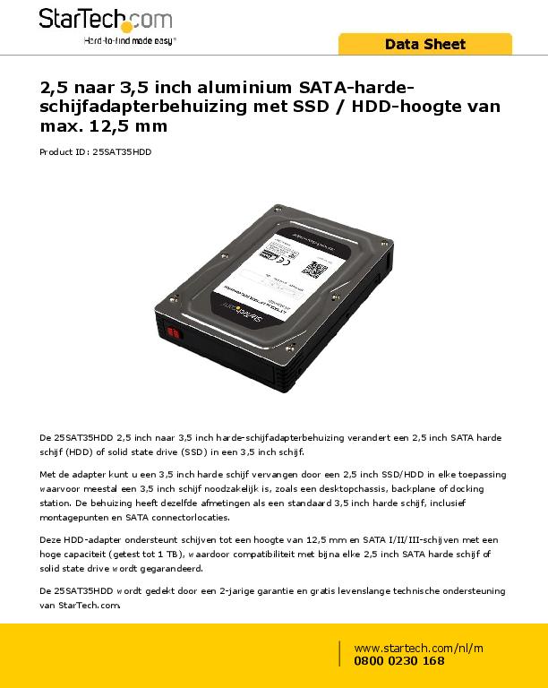 Kieszeń StarTech 3.5'' na dysk 2.5'' SATA HDD/SSD (25SAT35HDD)