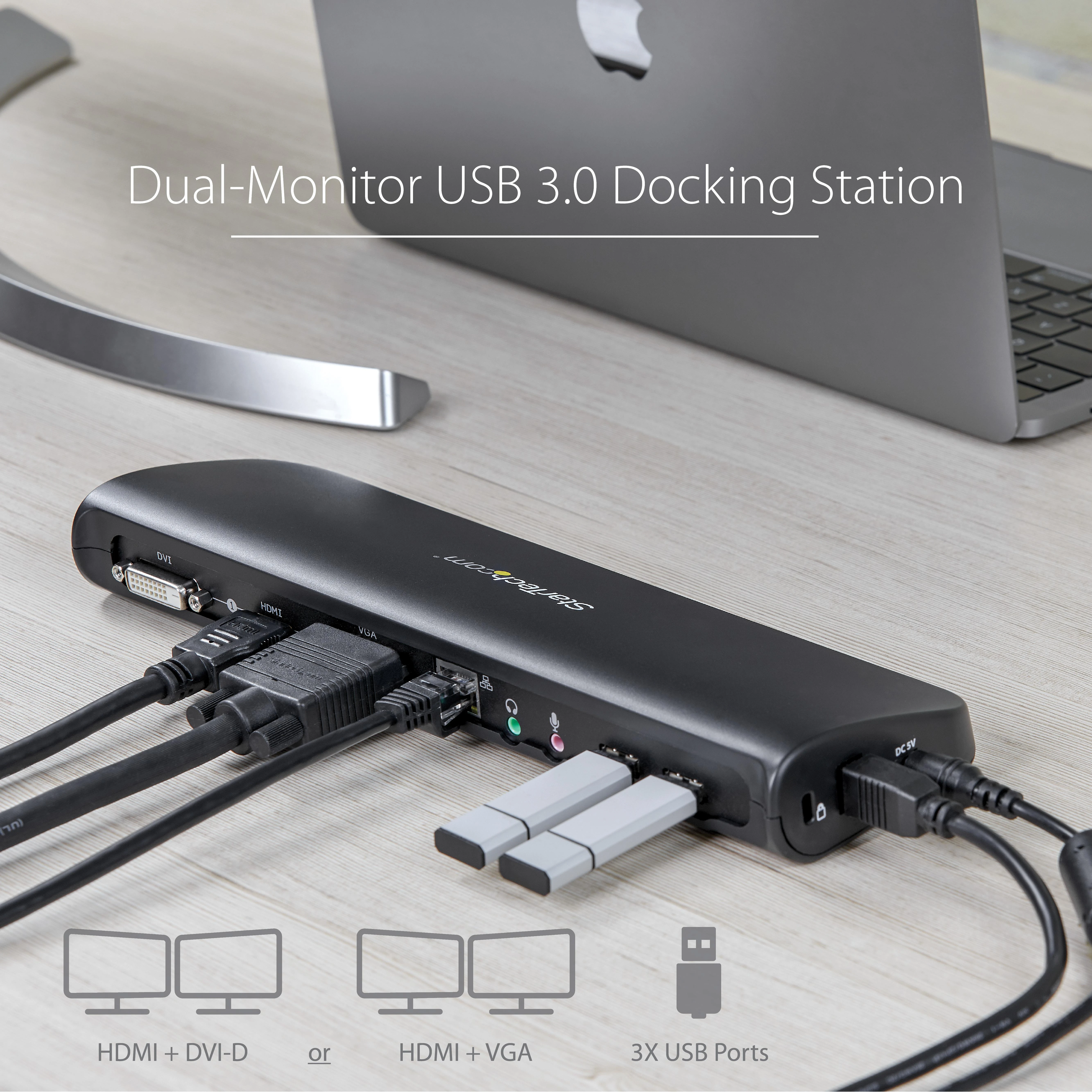 „StarTech Dual Video Dock“ USB 3.0 stotis / replikatorius (USB3SDOCKHDV)