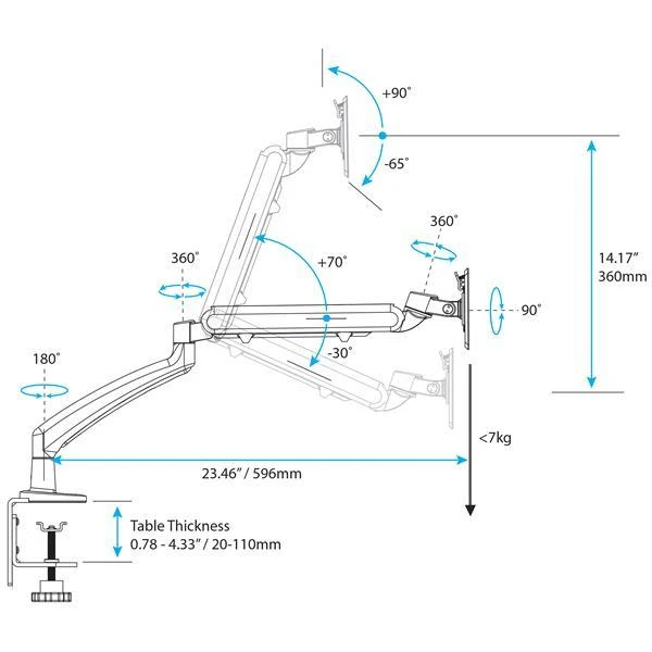 StarTech Darbastalio laikiklis monitoriuje 12 "- 34" (ARMSLIM)