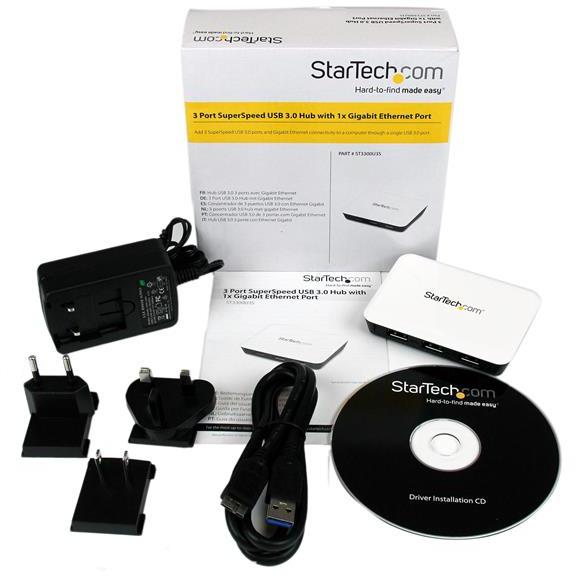 HUB USB StarTech 1x RJ-45 + 3x USB-A 3.0 (ST3300U3S)