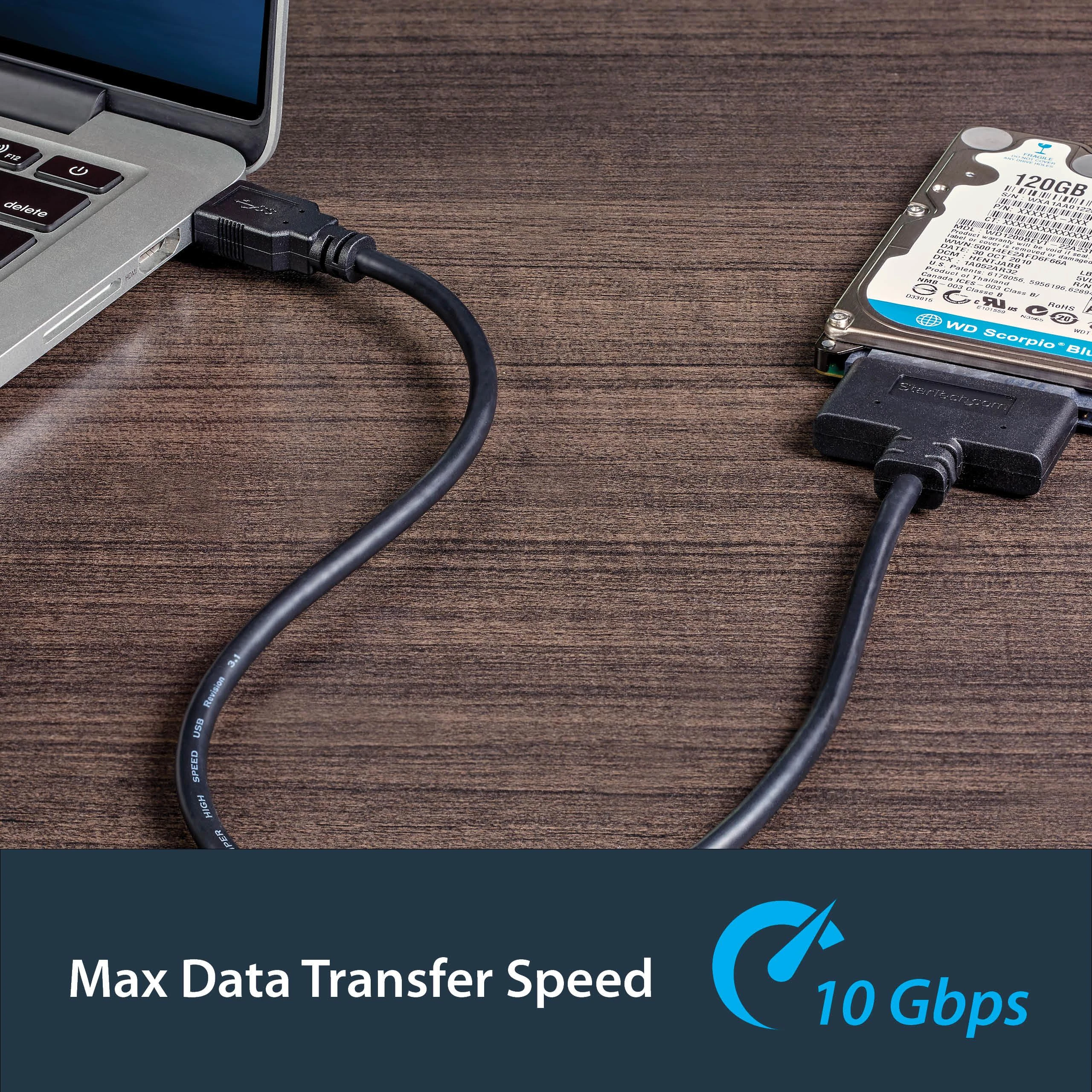 StarTech.com USB312SAT3CB kabelių sąsaja / invertavimo adapteris USB 3.1 A SATA 7+15 pin Juoda