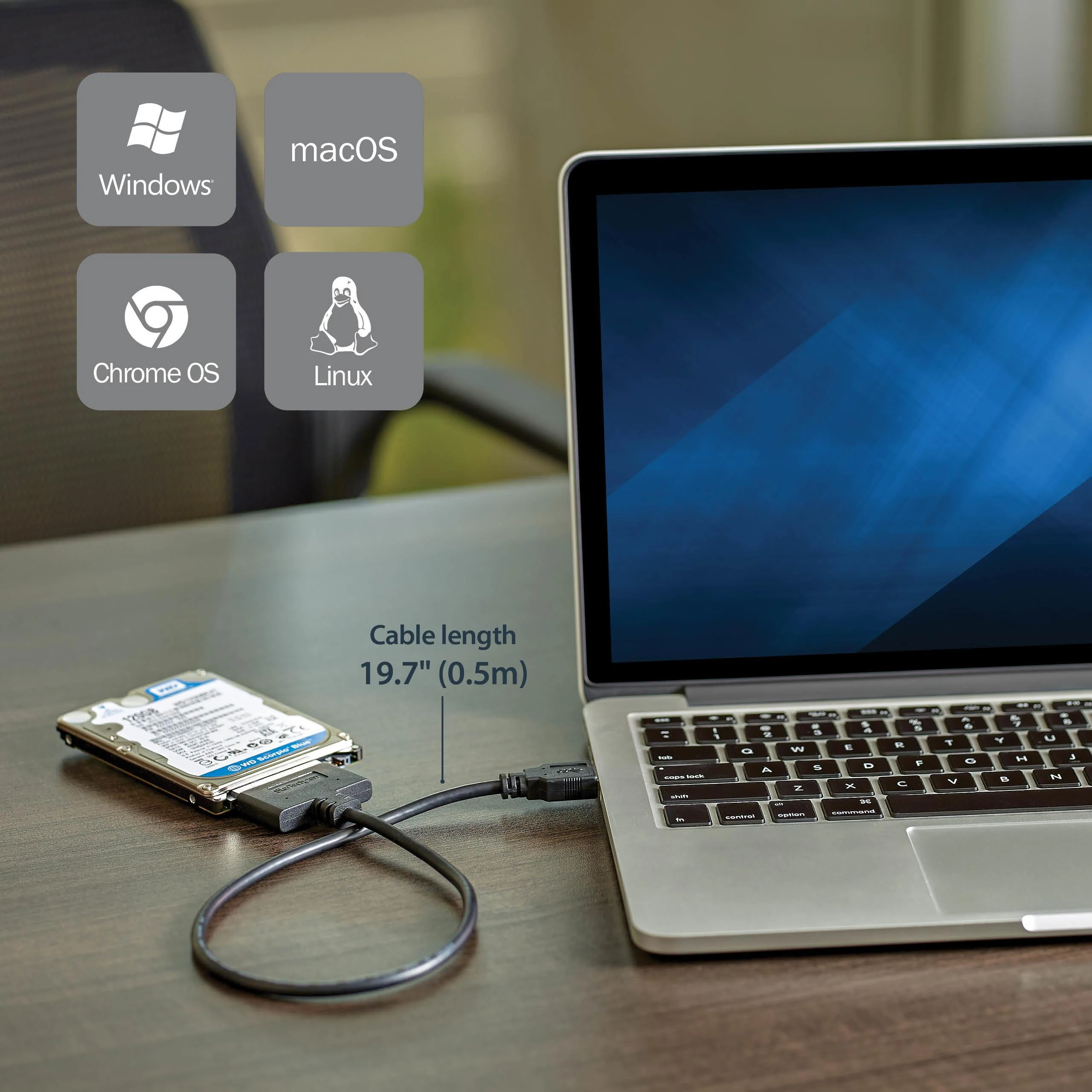 StarTech.com USB312SAT3CB kabelių sąsaja / invertavimo adapteris USB 3.1 A SATA 7+15 pin Juoda