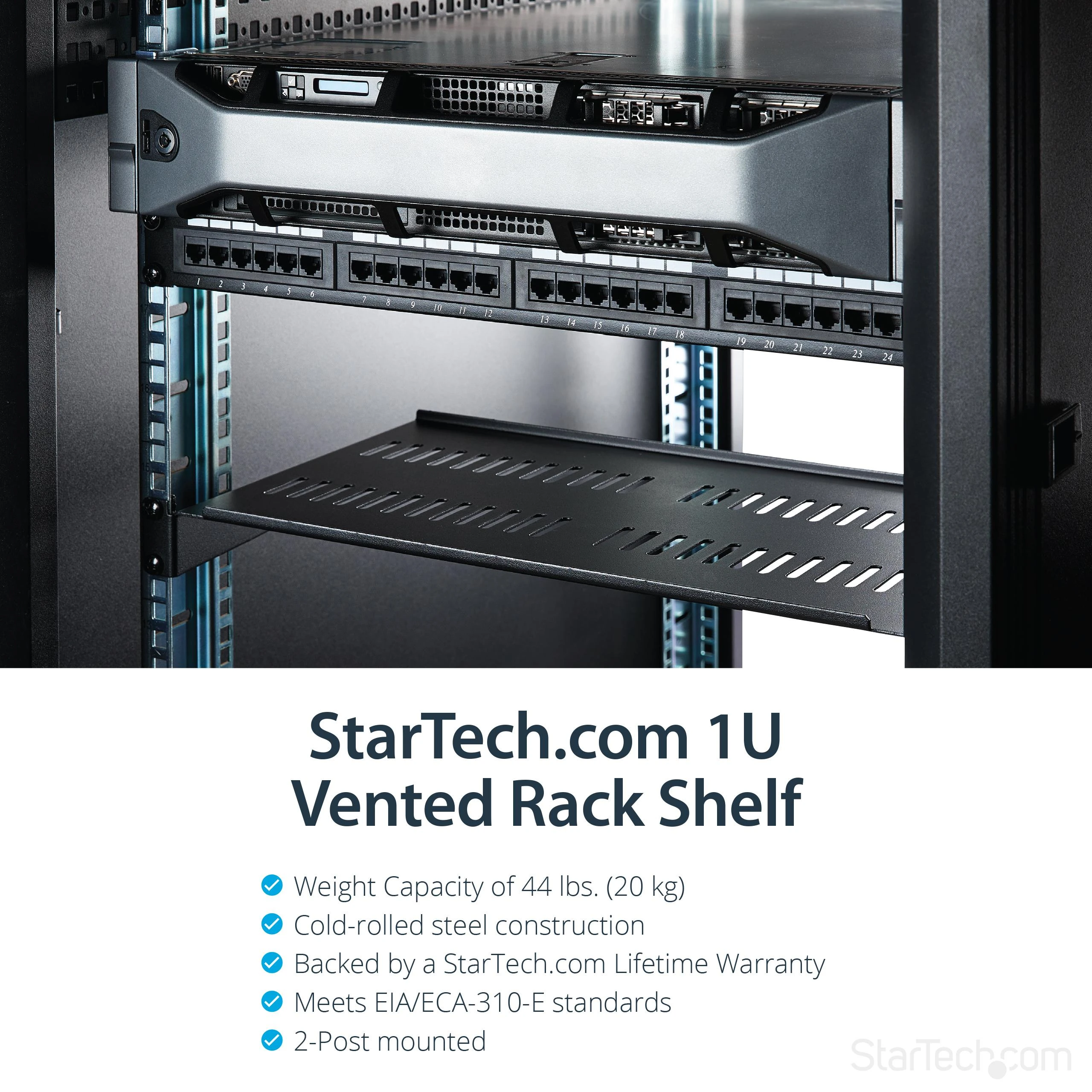 StarTech 19'' 1U lentyna Juoda (CABSHELFV1U)