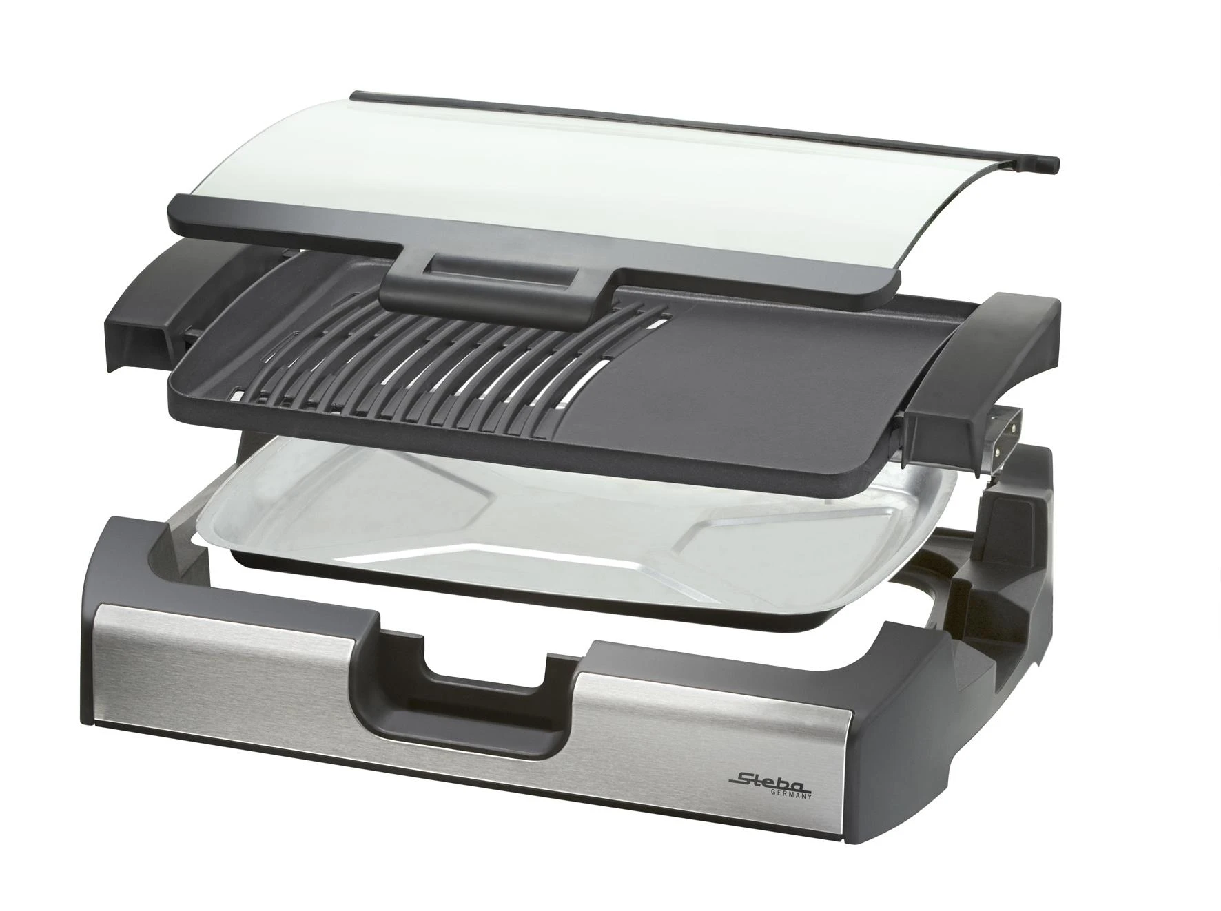 Grilis electric Steba VG 200 (tabletop open, 2200W, juodas and sidabrinis color)