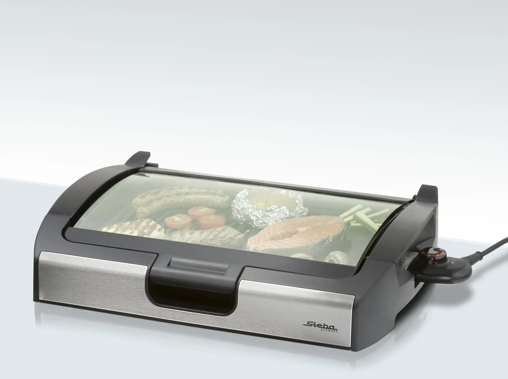 Grilis electric Steba VG 200 (tabletop open, 2200W, juodas and sidabrinis color)