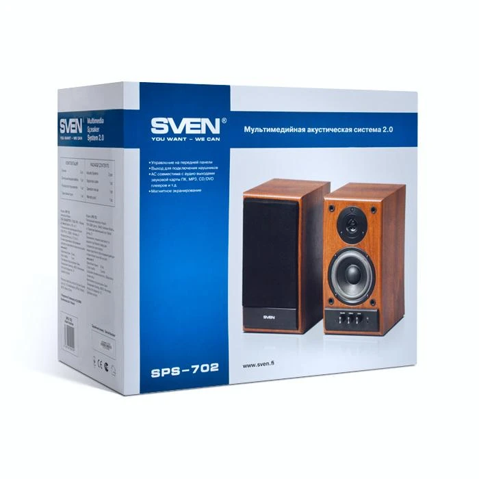 Kompiuterio kolonėlės Multimedija – garsiakalbis SVEN SPS-702 (Stereo, 40W, 40Hz-22Hz, Medinis)