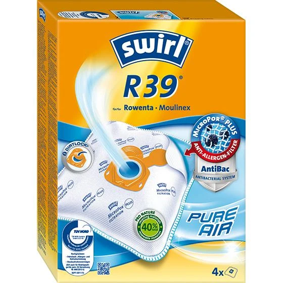 Dulkių siurblio maišeliai Swirl® R 39 MicroPor® Plus Žalias, 4 vnt.