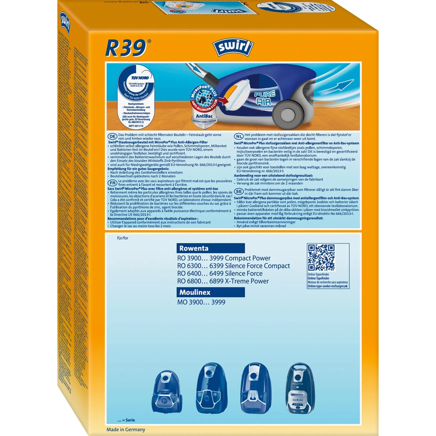 Dulkių siurblio maišeliai Swirl® R 39 MicroPor® Plus Žalias, 4 vnt.