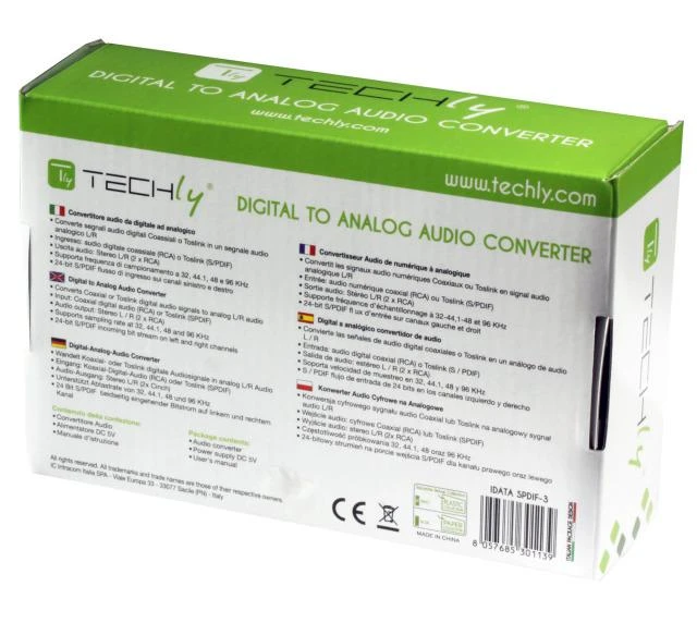 Techly IDATA SPDIF-3 pakuotės nugarėlė su aprašymu