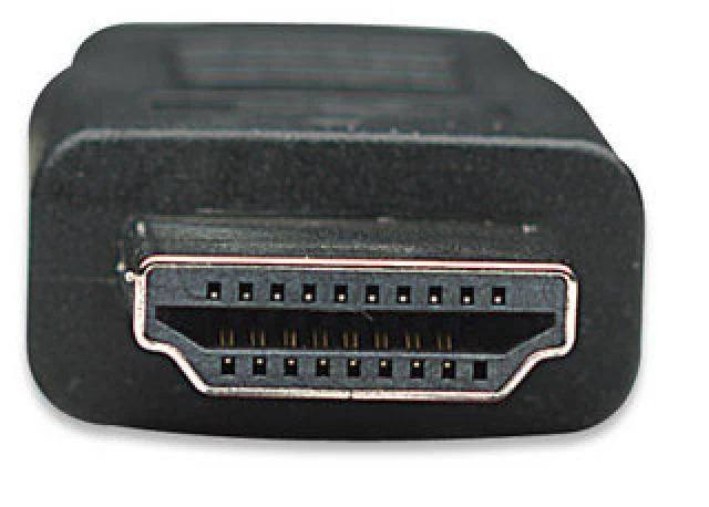 HDMI į DVI-D laido jungtis stambiu planu