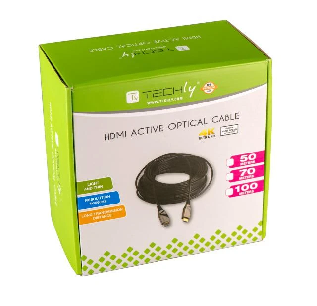 Kabelis Techly HDMI - HDMI optinis 4K 30m juodas (103991)