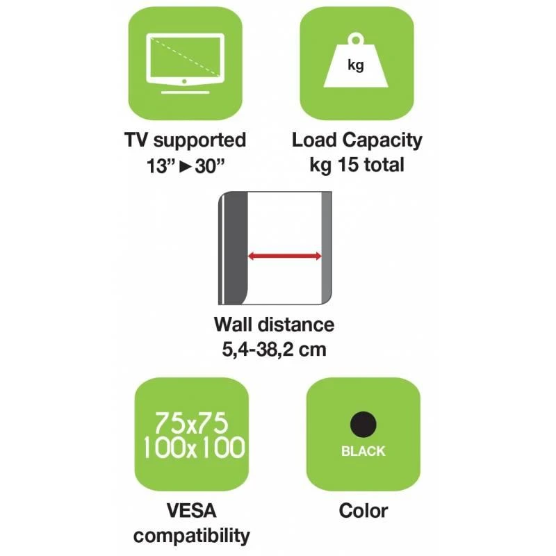 Techly Laikiklis ścienny do TV 13-30" LED/LCD 15kg sukamasis uchylny