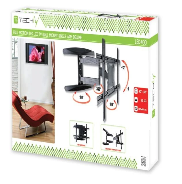 Techly Laikiklis ścienny LCD TV LED 40''-65'' FullMotion juoda