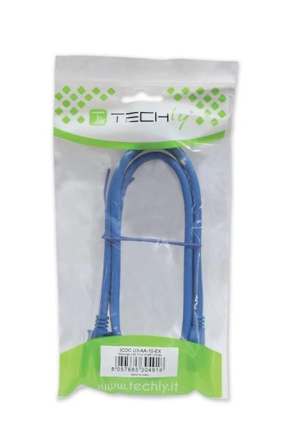 Kabelis USB Techly USB-A - USB-A 1 m Mėlyna (ICOC-U3-AA-10-EX)