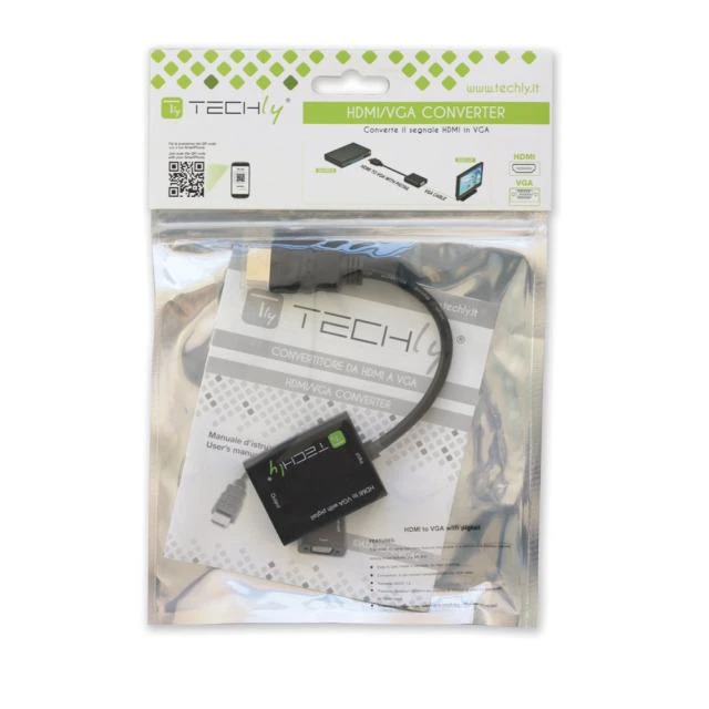 Techly Techniškai HDMI - VGA+3.5mm+Micro USB B M/F Juoda